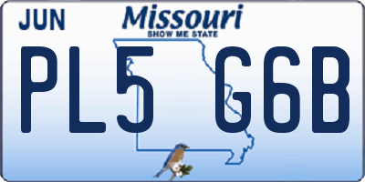 MO license plate PL5G6B