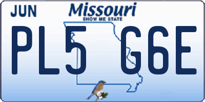MO license plate PL5G6E