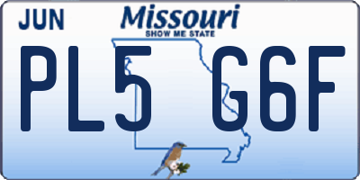 MO license plate PL5G6F