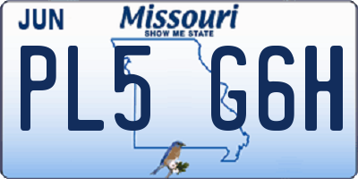 MO license plate PL5G6H