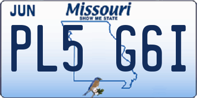 MO license plate PL5G6I