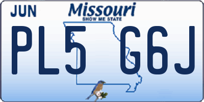 MO license plate PL5G6J