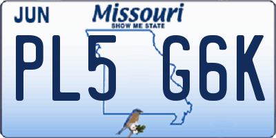 MO license plate PL5G6K