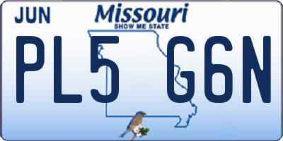 MO license plate PL5G6N