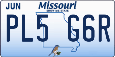 MO license plate PL5G6R