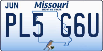 MO license plate PL5G6U