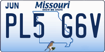 MO license plate PL5G6V