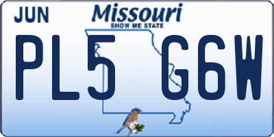 MO license plate PL5G6W