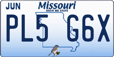 MO license plate PL5G6X
