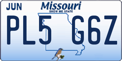 MO license plate PL5G6Z