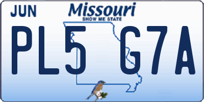 MO license plate PL5G7A