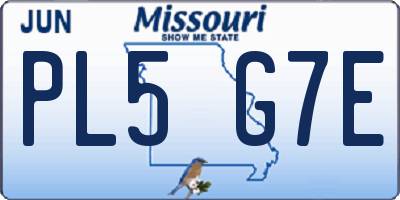 MO license plate PL5G7E