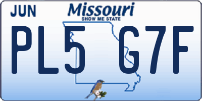 MO license plate PL5G7F