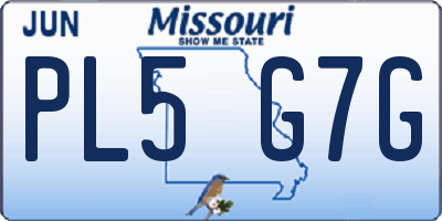 MO license plate PL5G7G