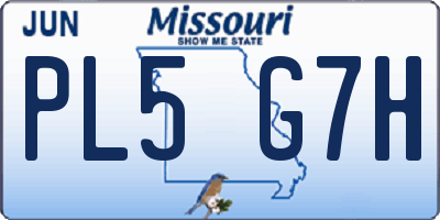 MO license plate PL5G7H