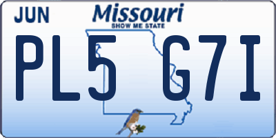 MO license plate PL5G7I