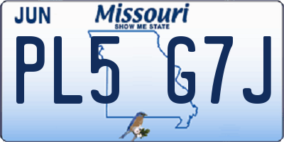 MO license plate PL5G7J