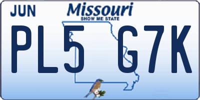 MO license plate PL5G7K