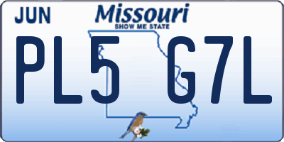 MO license plate PL5G7L