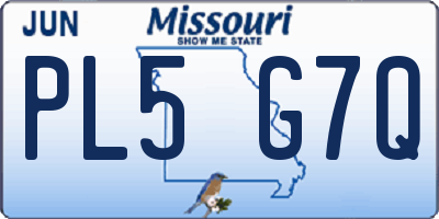 MO license plate PL5G7Q