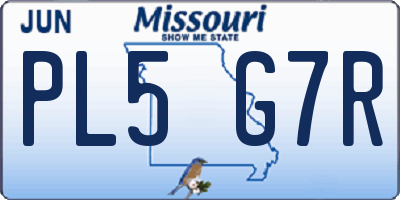MO license plate PL5G7R