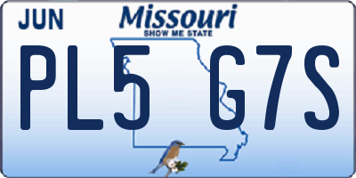 MO license plate PL5G7S