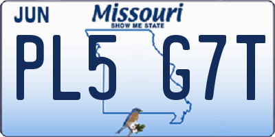 MO license plate PL5G7T
