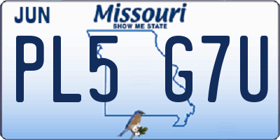 MO license plate PL5G7U