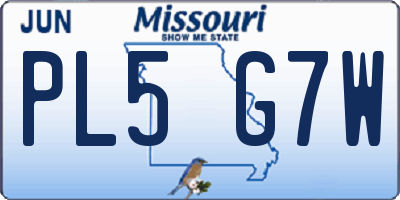 MO license plate PL5G7W