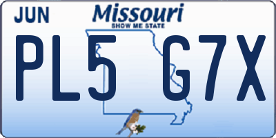 MO license plate PL5G7X