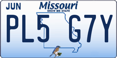 MO license plate PL5G7Y