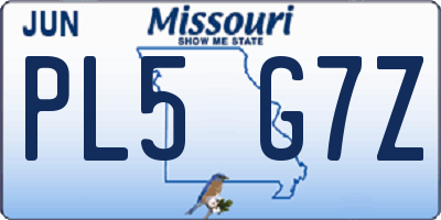 MO license plate PL5G7Z