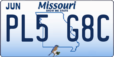 MO license plate PL5G8C
