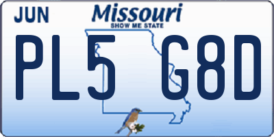 MO license plate PL5G8D