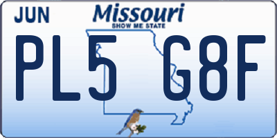 MO license plate PL5G8F