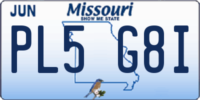 MO license plate PL5G8I
