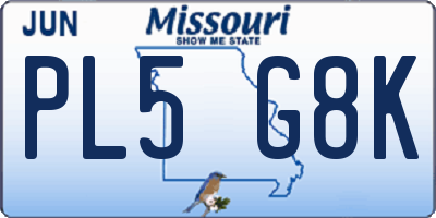 MO license plate PL5G8K