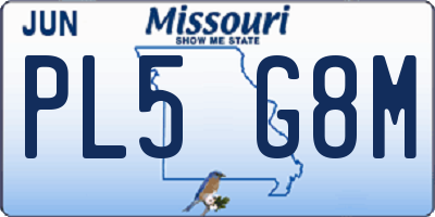 MO license plate PL5G8M
