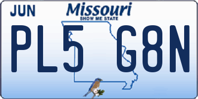 MO license plate PL5G8N
