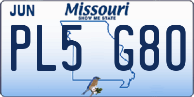 MO license plate PL5G8O