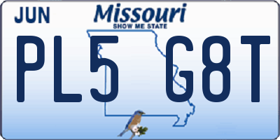 MO license plate PL5G8T