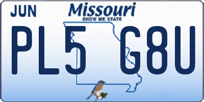 MO license plate PL5G8U