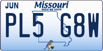 MO license plate PL5G8W