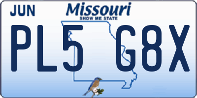 MO license plate PL5G8X