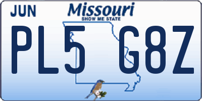 MO license plate PL5G8Z
