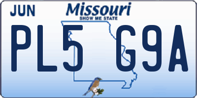 MO license plate PL5G9A