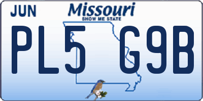 MO license plate PL5G9B