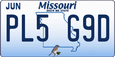 MO license plate PL5G9D