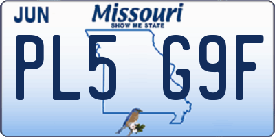 MO license plate PL5G9F