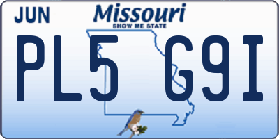 MO license plate PL5G9I